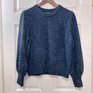 Banana Republic Petites Chunky Puff Sleeve Navy Sparkle Size Large Holiday